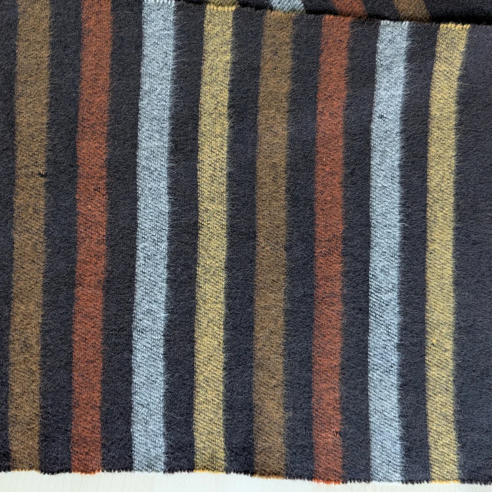 Smithsonian Brown Yellow Orange Striped Scarf Wool‎ Made In Italy